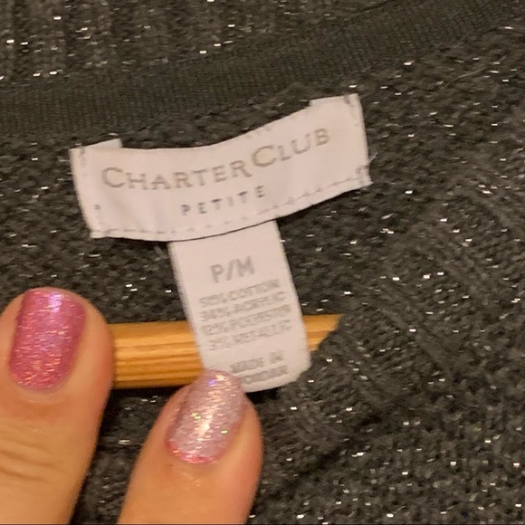 Charter Club Sparkle Grey Sweater Size PM - Picture 4 of 8